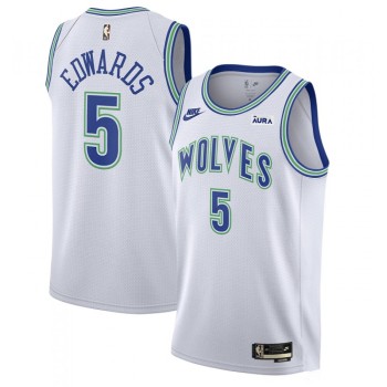 Men's Minnesota Timberwolves #5 Anthony Edwards White 2023/24 Classic Edition Stitched Jersey Men's Minnesota Timberwolves #5 Anthony Edwards White 2023/24 Classic Edition Stitched Jersey
