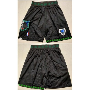 Men's Minnesota Timberwolves Black Shorts (Run Small)