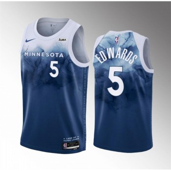 Men's Minnesota Timberwolves #5 Anthony Edwards Blue 2023-24 City Edition Stitched Jersey Men's Minnesota Timberwolves #5 Anthony Edwards Blue 2023-24 City Edition Stitched Jersey