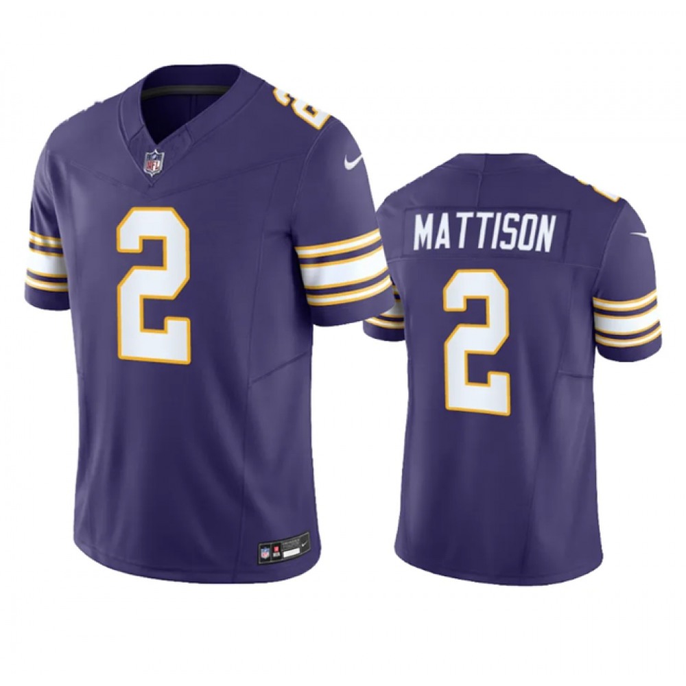 Men's Minnesota Vikings #2 Alexander Mattison Purple 2023 F.U.S.E. Vapor Untouchable Limited Stitched Jersey