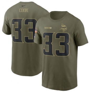 Men's Minnesota Vikings #33 Dalvin Cook 2021 Olive Salute To Service Legend Performance T-Shirt