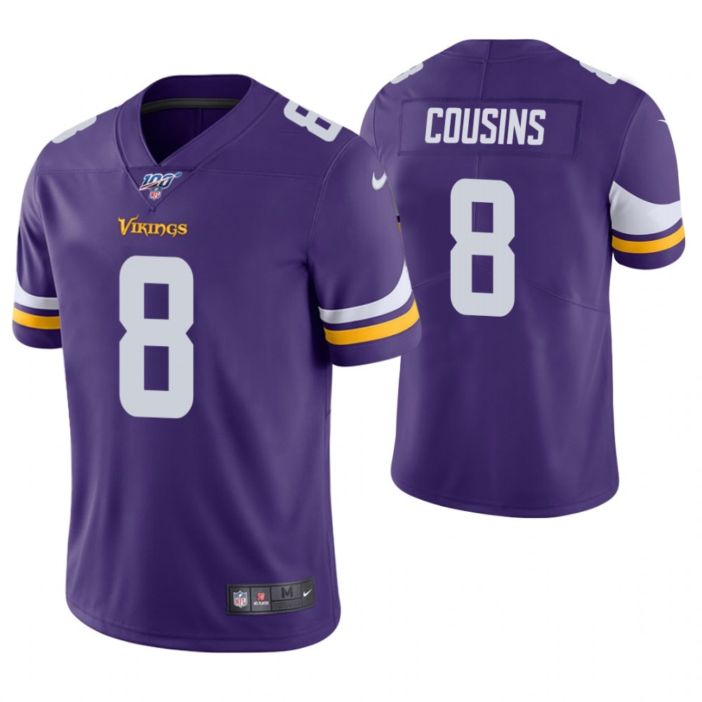 Men's Minnesota Vikings #8 Kirk Cousins Purple 2019 100th Season Vapor Untouchable Limited Stitched NFL Jersey