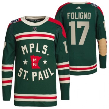 Men's Minnesota Wild #17 Marcus Foligno 2022 Green Winter Classic Stitched Jersey Men's Minnesota Wild #17 Marcus Foligno 2022 Green Winter Classic Stitched Jersey