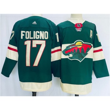 Men's Minnesota Wild #17 Marcus Foligno Green Stitched Jersey Men's Minnesota Wild #17 Marcus Foligno Green Stitched Jersey