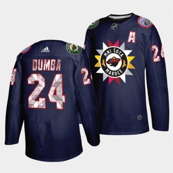 Men's Minnesota Wild #24 Matt Dumba 2021/22 Navy Native American Heritage Day Stitched Jersey Men's Minnesota Wild #24 Matt Dumba 2021/22 Navy Native American Heritage Day Stitched Jersey