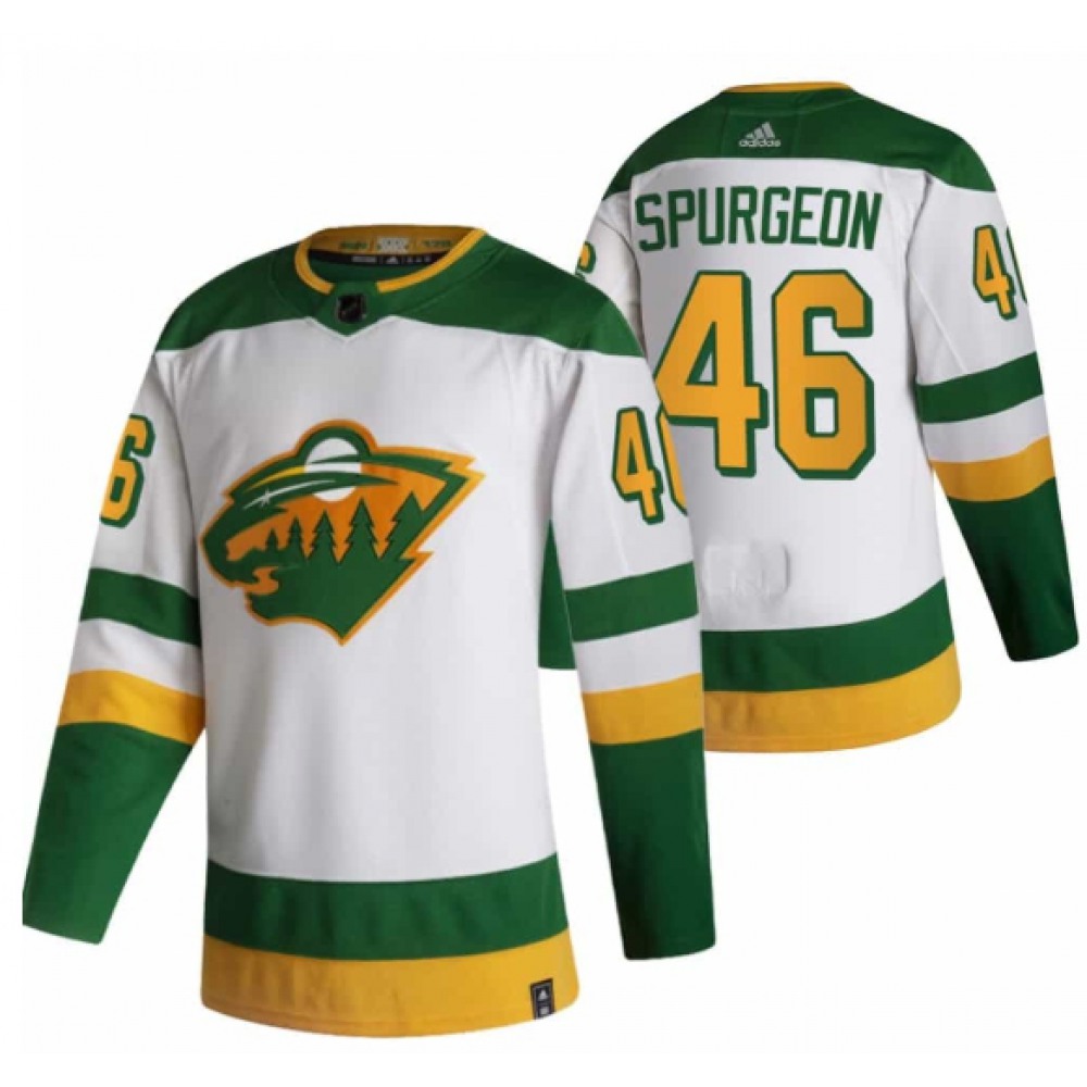 Men's Minnesota Wild #46 Jared Spurgeon 2021 White Reverse Retro Stitched Jersey