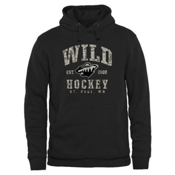 Men's Minnesota Wild Black Camo Stack Pullover Hoodie Men's Minnesota Wild Black Camo Stack Pullover Hoodie