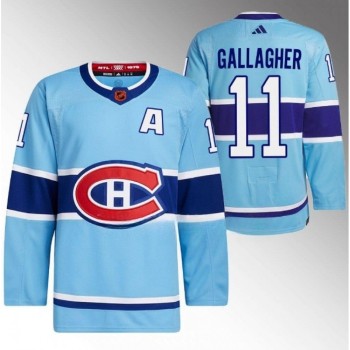 Men's Montreal Canadiens #11 Brendan Gallagher Blue 2022-23 Reverse Retro Stitched Jersey Men's Montreal Canadiens #11 Brendan Gallagher Blue 2022-23 Reverse Retro Stitched Jersey