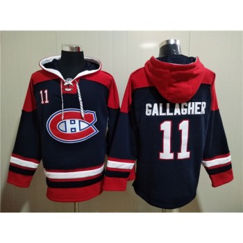 Men's Montreal Canadiens #11 Brendan Gallagher Navy Ageless Must-Have Lace-Up Pullover Hoodie Men's Montreal Canadiens #11 Brendan Gallagher Navy Ageless Must-Have Lace-Up Pullover Hoodie