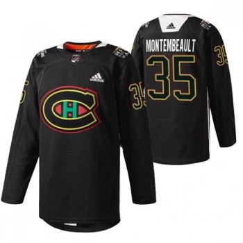 Men's Montreal Canadiens #35 Sam Montembeault 2022 Black Warm Up History Night Stitched Jersey Men's Montreal Canadiens #35 Sam Montembeault 2022 Black Warm Up History Night Stitched Jersey
