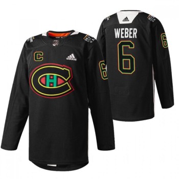 Men's Montreal Canadiens #6 Shea Weber 2022 Black Warm Up History Night Stitched Jersey Men's Montreal Canadiens #6 Shea Weber 2022 Black Warm Up History Night Stitched Jersey
