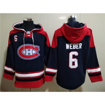 Men's Montreal Canadiens #6 Shea Weber Navy Ageless Must-Have Lace-Up Pullover Hoodie Men's Montreal Canadiens #6 Shea Weber Navy Ageless Must-Have Lace-Up Pullover Hoodie