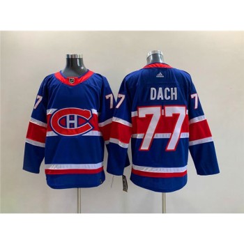 Men's Montreal Canadiens #77 Kirby Dach Blue Stitched Jersey Men's Montreal Canadiens #77 Kirby Dach Blue Stitched Jersey