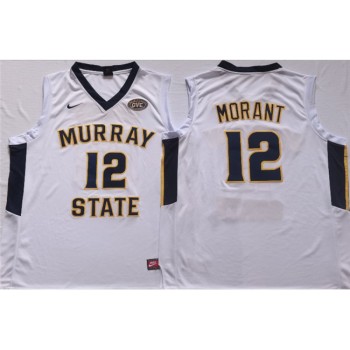 Men's Murray State Racers #12 Ja Morant White Stitched Jersey Men's Murray State Racers #12 Ja Morant White Stitched Jersey
