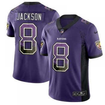 Men's NFL Baltimore Ravens #8 Lamar Jackson Purple 2018 Drift Fashion Color Rush Limited Stitched NFL Jersey Men's NFL Baltimore Ravens #8 Lamar Jackson Purple 2018 Drift Fashion Color Rush Limited Stitched NFL Jersey
