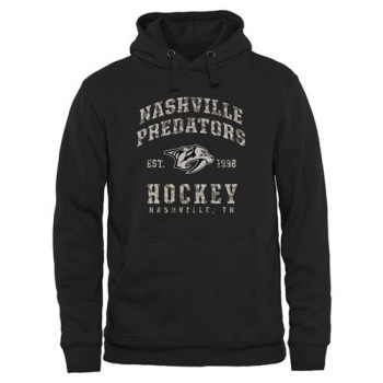 Men's Nashville Predators Black Camo Stack Pullover Hoodie Men's Nashville Predators Black Camo Stack Pullover Hoodie