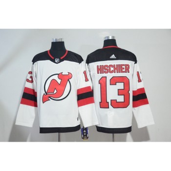 Men's New Jersey Devils #13 Nico Hischier White Stitched NHL Jersey Men's New Jersey Devils #13 Nico Hischier White Stitched NHL Jersey
