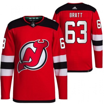 Men's New Jersey Devils #63 Jesper Bratt Red Stitched Jersey Men's New Jersey Devils #63 Jesper Bratt Red Stitched Jersey