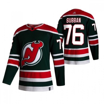 Men's New Jersey Devils #76 P.K. Subban Green Reverse Retro Stitched NHL Jersey Men's New Jersey Devils #76 P.K. Subban Green Reverse Retro Stitched NHL Jersey