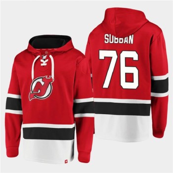 Men's New Jersey Devils #76 P.K. Subban Red Ageless Must-Have Lace-Up Pullover Hoodie Men's New Jersey Devils #76 P.K. Subban Red Ageless Must-Have Lace-Up Pullover Hoodie