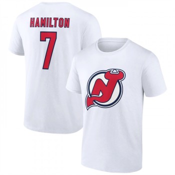 Men's New Jersey Devils #7 Dougie Hamilton White T-Shirt Men's New Jersey Devils #7 Dougie Hamilton White T-Shirt