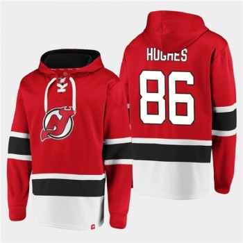 Men's New Jersey Devils #86 Jack Hughes Red Ageless Must-Have Lace-Up Pullover Hoodie Men's New Jersey Devils #86 Jack Hughes Red Ageless Must-Have Lace-Up Pullover Hoodie