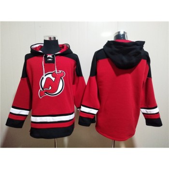 Men's New Jersey Devils Blank Red Ageless Must-Have Lace-Up Pullover Hoodie Men's New Jersey Devils Blank Red Ageless Must-Have Lace-Up Pullover Hoodie