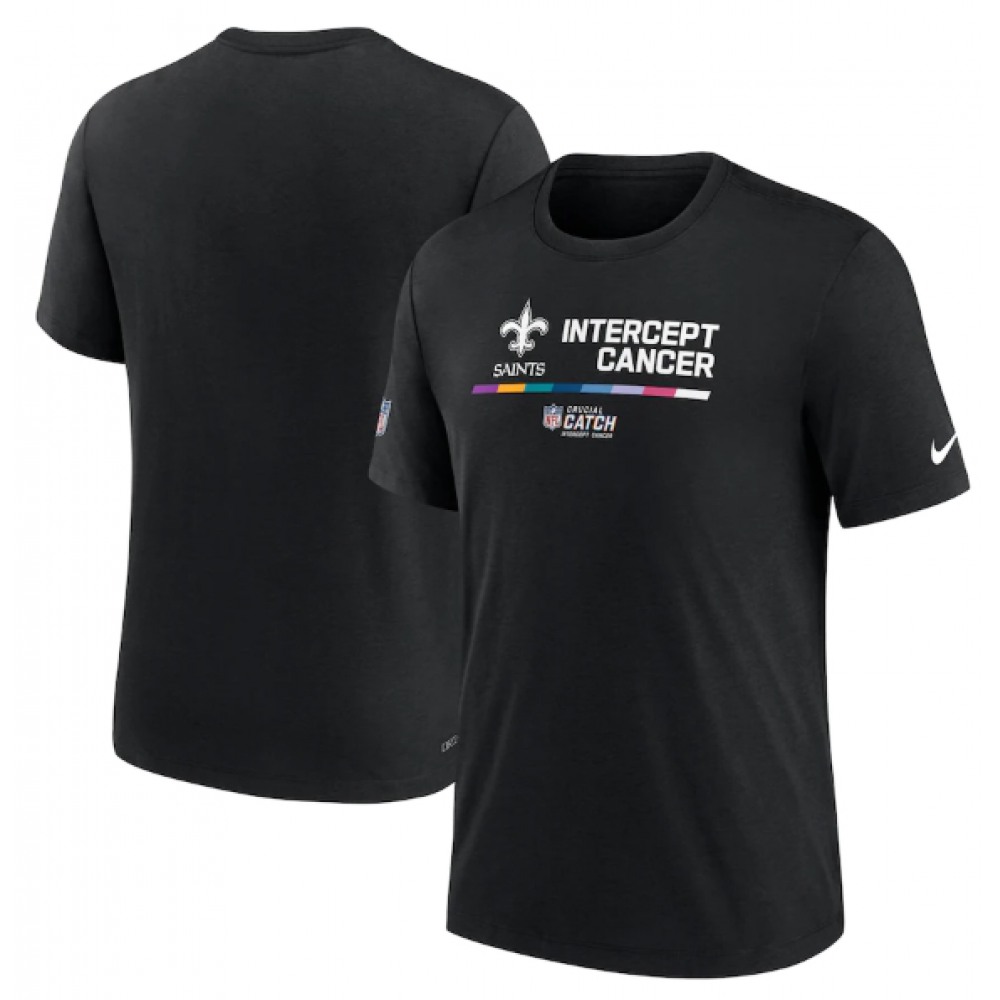 Men's New Orleans Saints 2022 Black Crucial Catch Performance T-Shirt