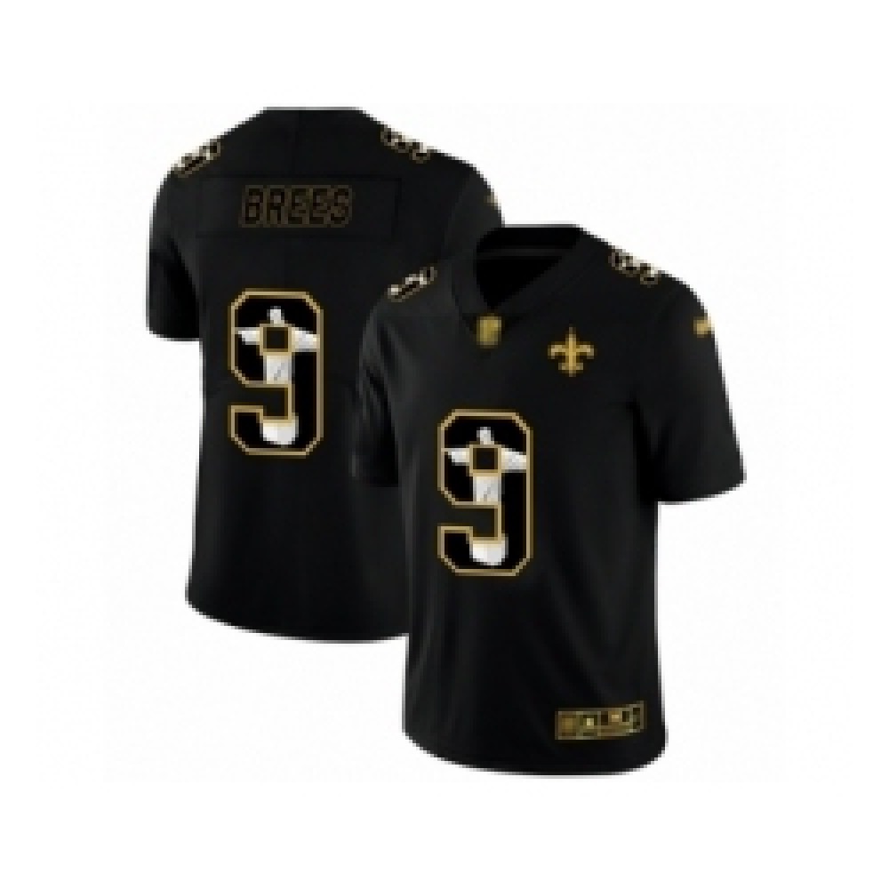 Men's New Orleans Saints #9 Drew Brees Black Jesus Faith Edition Limited Stitched Jersey