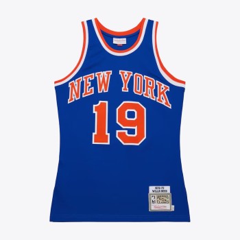 Men's New Yok Knicks #19 Willis Reed 1972-73 Blue Throwback Stitched Jersey