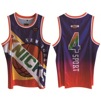 Men's New Yok Knicks #4 Derrick Rose Purple Print Basketball Jersey Men's New Yok Knicks #4 Derrick Rose Purple Print Basketball Jersey