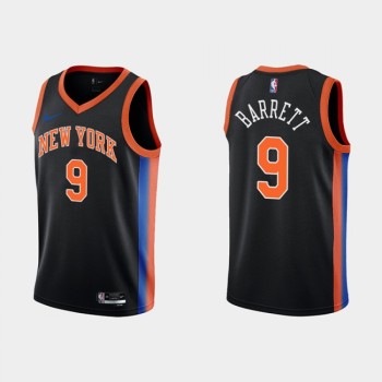 Men's New Yok Knicks #9 RJ Barrett 2022-23 Black City Edition Stitched Basketball Jersey