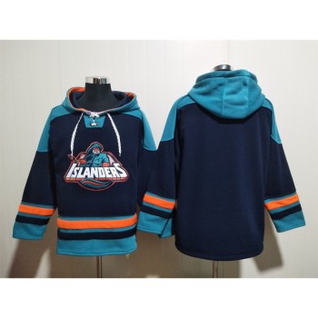 Men's New York Islanders Blank Black Ageless Must-Have Lace-Up Pullover Hoodie Men's New York Islanders Blank Black Ageless Must-Have Lace-Up Pullover Hoodie