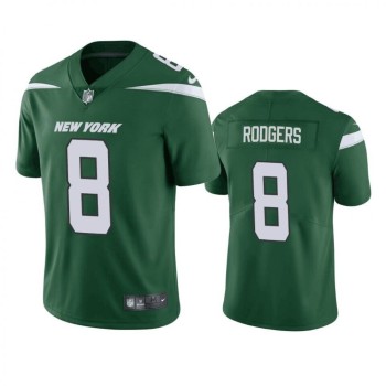 Men's New York Jets #8 Aaron Rodgers Green Vapor Untouchable Limited Stitched Jersey Men's New York Jets #8 Aaron Rodgers Green Vapor Untouchable Limited Stitched Jersey
