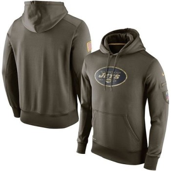 Men's New York Jets Olive Salute To Service KO Performance Hoodie