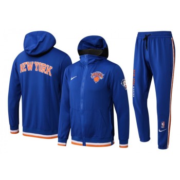 Men's New York Knicks 75th Anniversary Royal Performance Showtime Full-Zip Hoodie Jacket And Pants  Suit