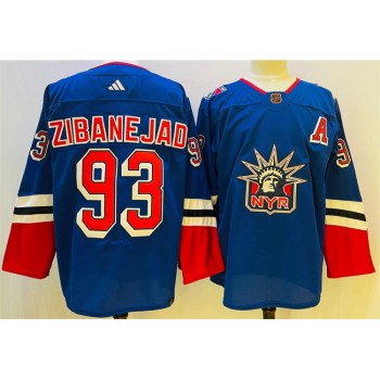Men's New York Rangers #93 Mika Zibanejad Blue 2022-23 Reverse Retro Stitched Jersey Men's New York Rangers #93 Mika Zibanejad Blue 2022-23 Reverse Retro Stitched Jersey