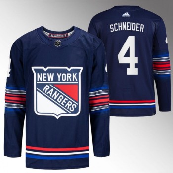 Men's New York Rangers #4 Braden Schneider Navy Stitched Jersey Men's New York Rangers #4 Braden Schneider Navy Stitched Jersey
