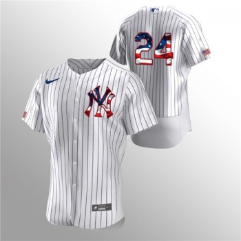 Men's New York Yankees #24 Gary Sanchez White 2020 Stars & Stripes Flex Base Stitched Jersey Men's New York Yankees #24 Gary Sanchez White 2020 Stars & Stripes Flex Base Stitched Jersey