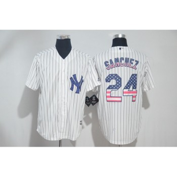 Men's New York Yankees #24 Gary Sanchez White US Flag New Cool Base Stitched MLB Jersey Men's New York Yankees #24 Gary Sanchez White US Flag New Cool Base Stitched MLB Jersey