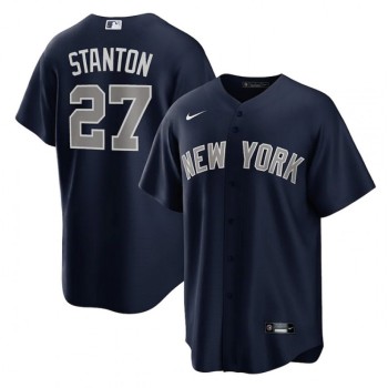 Men's New York Yankees #27 Giancarlo Stanton Navy Cool Base Stitched Baseball Jersey