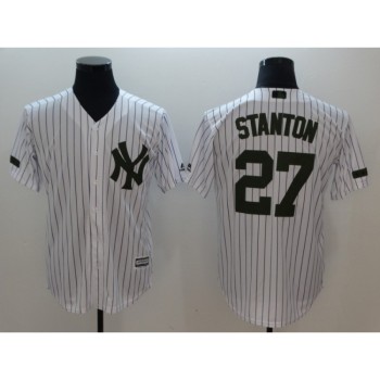 Men's New York Yankees #27 Giancarlo Stanton White Olive Cool Base Stitched MLB Jersey