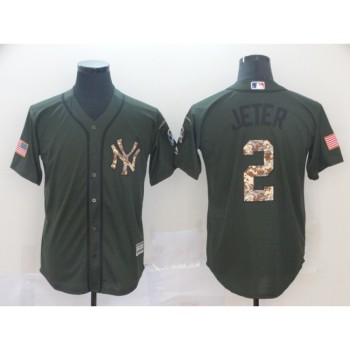 Men's New York Yankees #2 Derek Jeter Green Salute To Service Cool Base Stitched MLB Jersey Men's New York Yankees #2 Derek Jeter Green Salute To Service Cool Base Stitched MLB Jersey