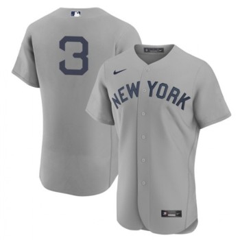 Men's New York Yankees #3 Babe Ruth 2021 Grey Field of Dreams Flex Base Stitched Baseball Jersey Men's New York Yankees #3 Babe Ruth 2021 Grey Field of Dreams Flex Base Stitched Baseball Jersey