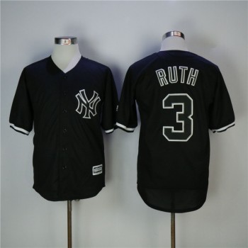 Men's New York Yankees #3 Babe Ruth Black Cool Base Stitched MLB Jersey Men's New York Yankees #3 Babe Ruth Black Cool Base Stitched MLB Jersey