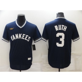 Men's New York Yankees #3 Babe Ruth Navy Stitched Baseball Jersey Men's New York Yankees #3 Babe Ruth Navy Stitched Baseball Jersey
