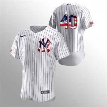 Men's New York Yankees #40 Luis Severino White 2020 Stars & Stripes Flex Base Stitched Jersey Men's New York Yankees #40 Luis Severino White 2020 Stars & Stripes Flex Base Stitched Jersey