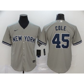 Men's New York Yankees #45 Gerrit Cole 2020 Grey Cool Base Stitched MLB Jersey Men's New York Yankees #45 Gerrit Cole 2020 Grey Cool Base Stitched MLB Jersey