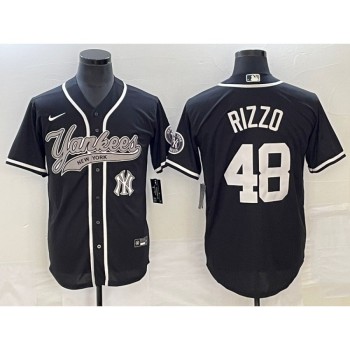 Men's New York Yankees #48 Anthony Rizzo Black With Patch Cool Base Stitched Baseball Jersey Men's New York Yankees #48 Anthony Rizzo Black With Patch Cool Base Stitched Baseball Jersey
