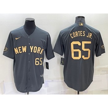 Men's New York Yankees #65 Nestor Cortes Jr. 2022 All-Star Charcoal Cool Base Stitched Baseball Jersey Men's New York Yankees #65 Nestor Cortes Jr. 2022 All-Star Charcoal Cool Base Stitched Baseball Jersey